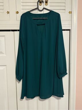 Express Dark Green Long Sleeve Dress